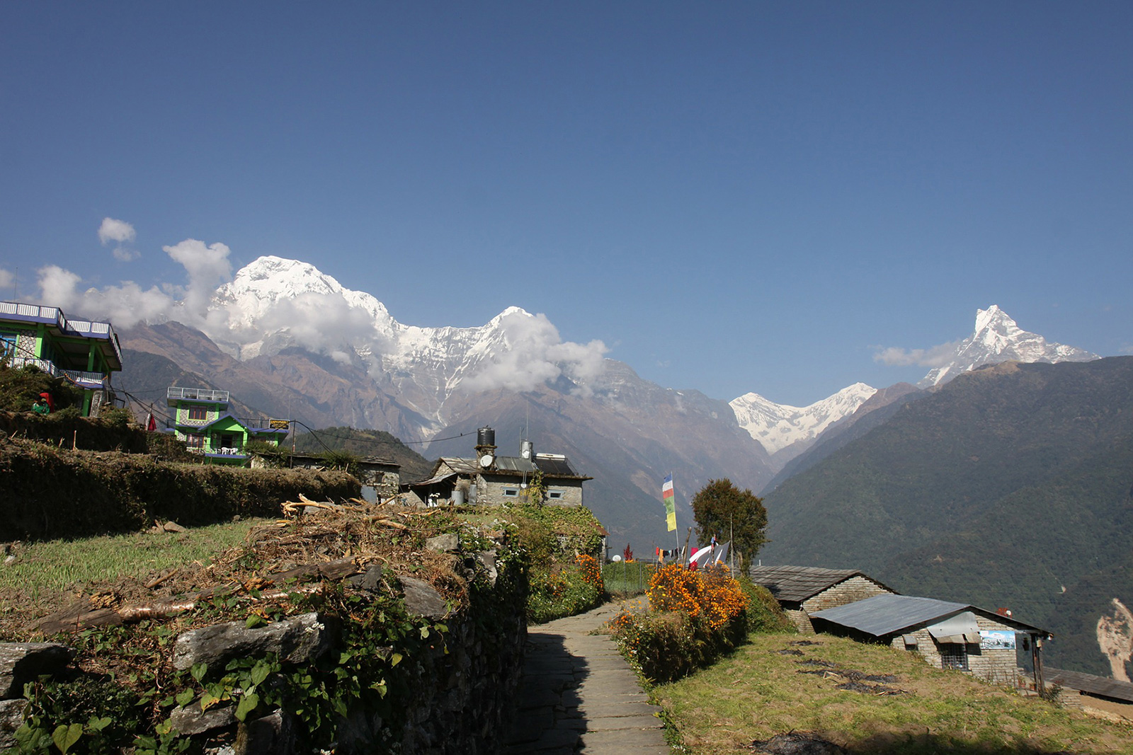 Snow-covered mountains and valleys of Nepal